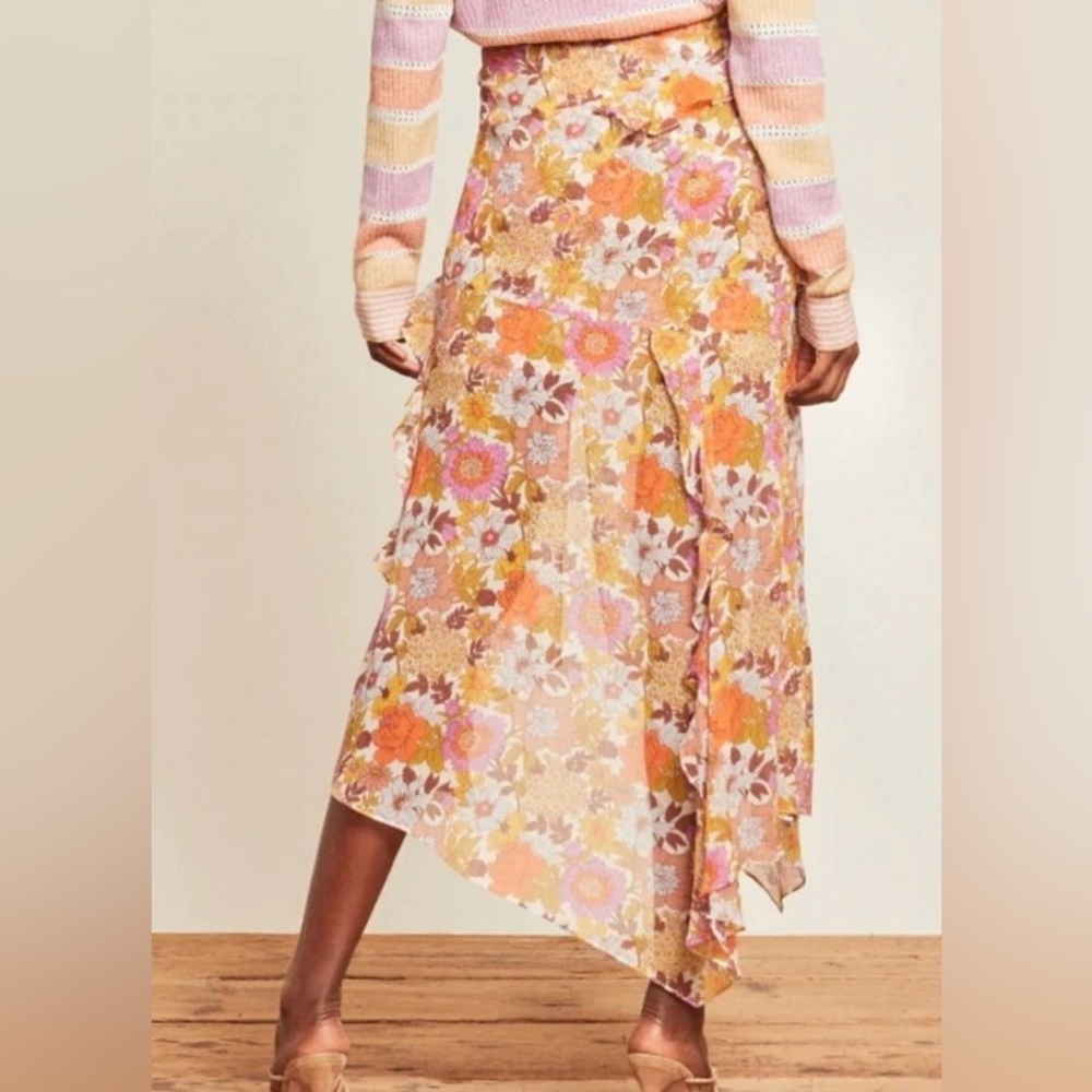 VERONICA BEARD Stone Garden Floral Eleonora Midi Skirt Size Small ***